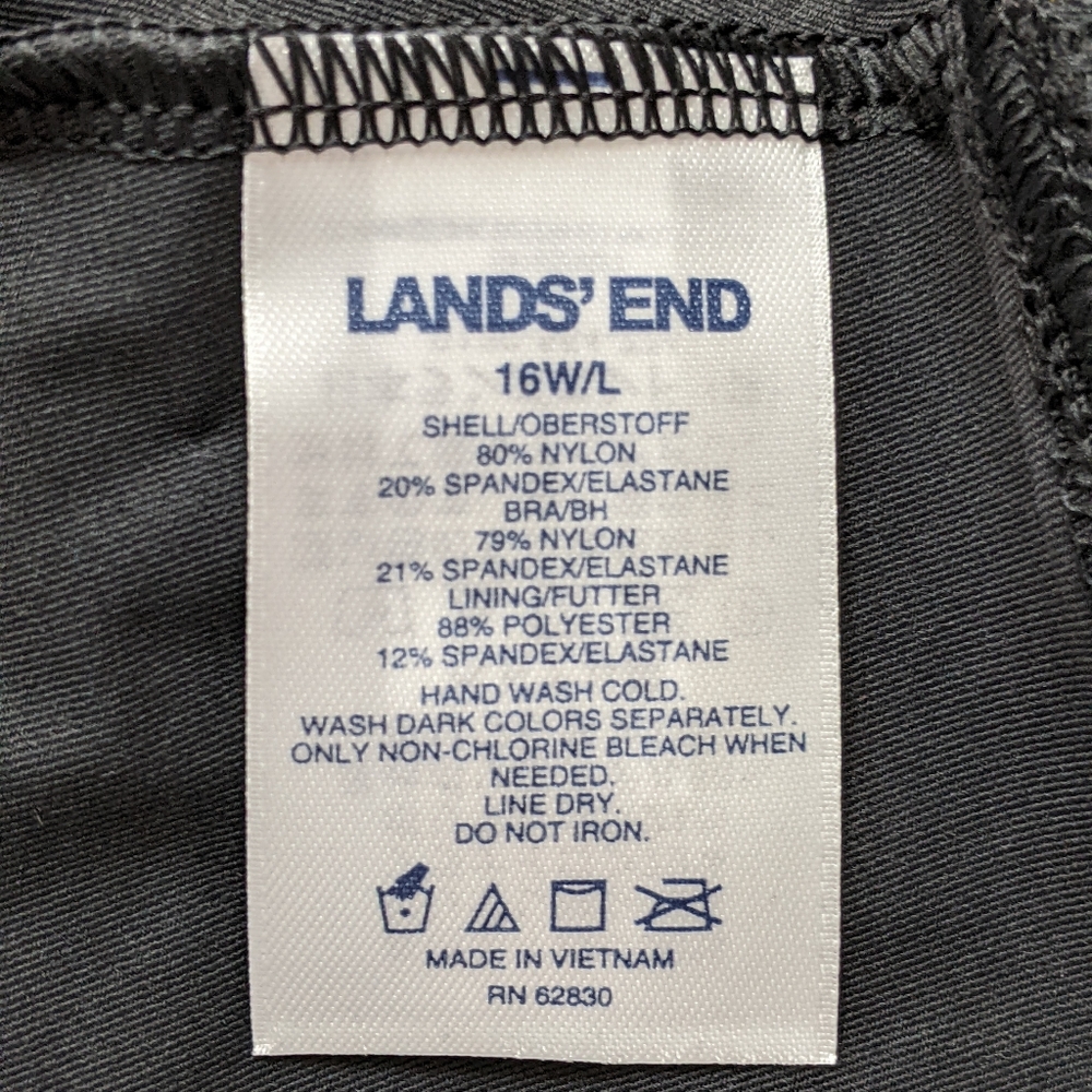 Lands End Plus Size Long Keyhole High Neck Modest Tankini Built In Bra Tall - Picture 8 of 12